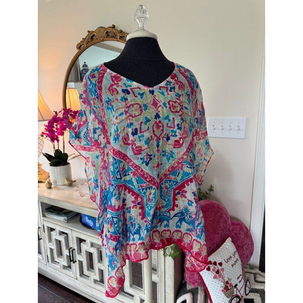 Bright colored Chicos shirt, small medium